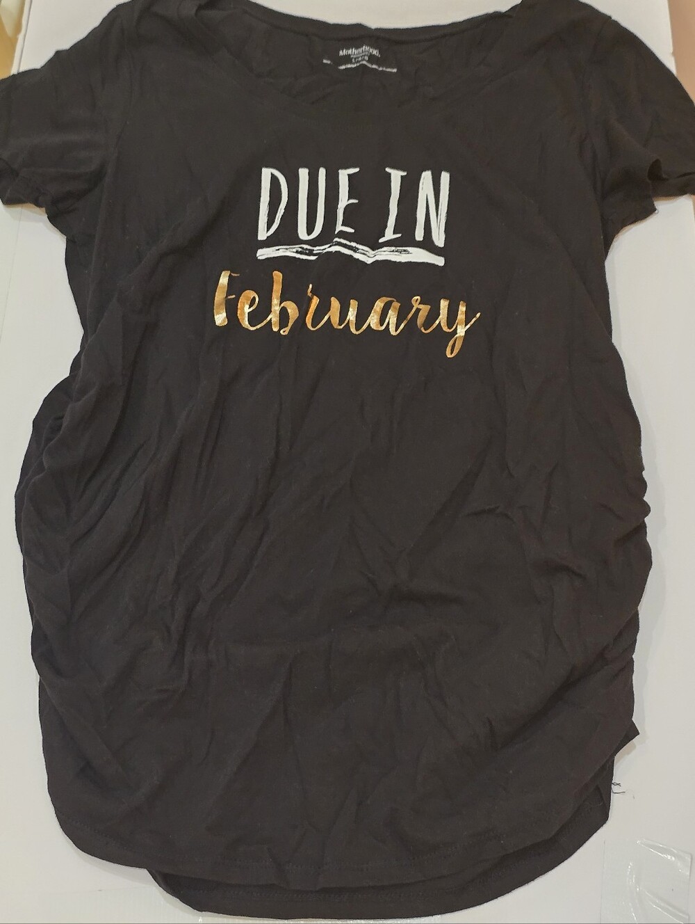 Motherhood Black Maternity Scoop Neck Tee Large Due In February